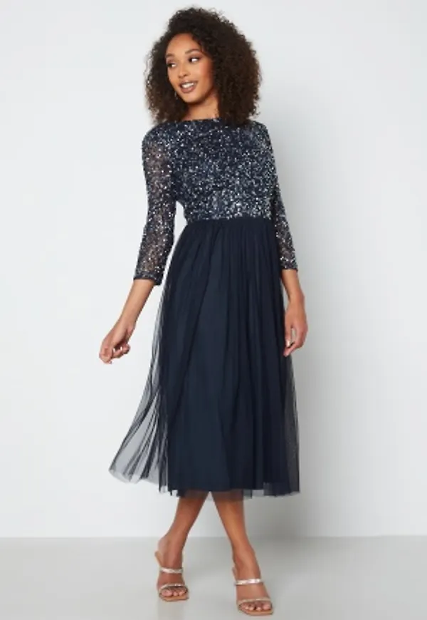 AngelEye Sequin Bodice Mid Dress Dark blue S (UK10)