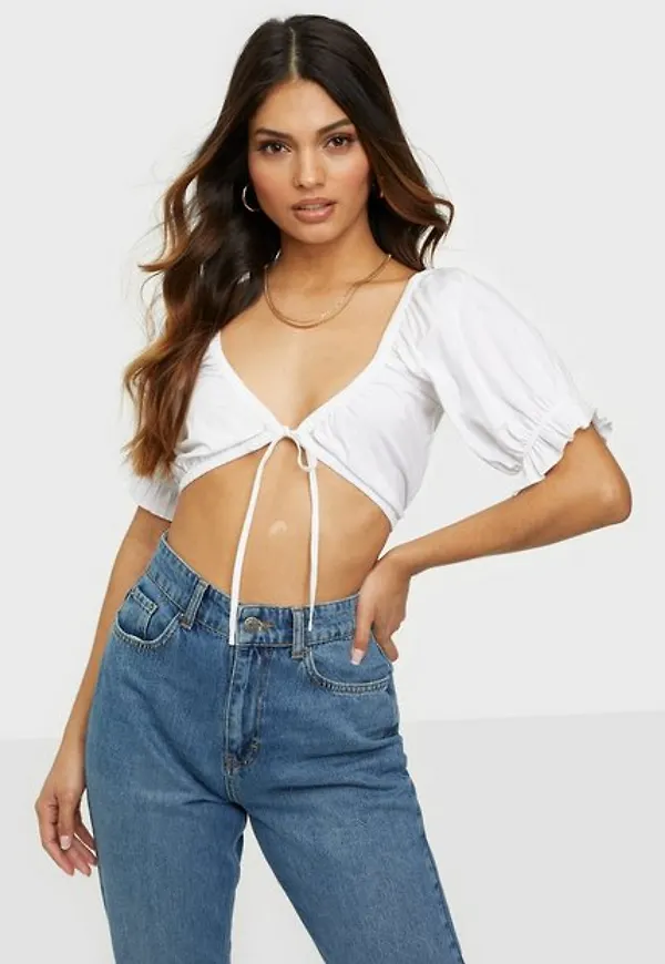 NLY Trend Puffy String Top Långärmade toppar Vit