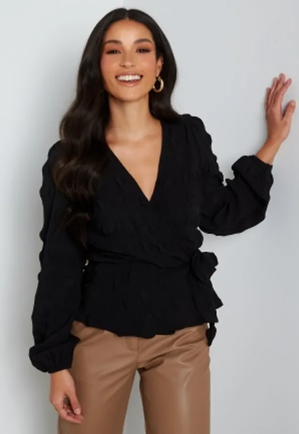 BUBBLEROOM Triniti wrap blouse Black 34