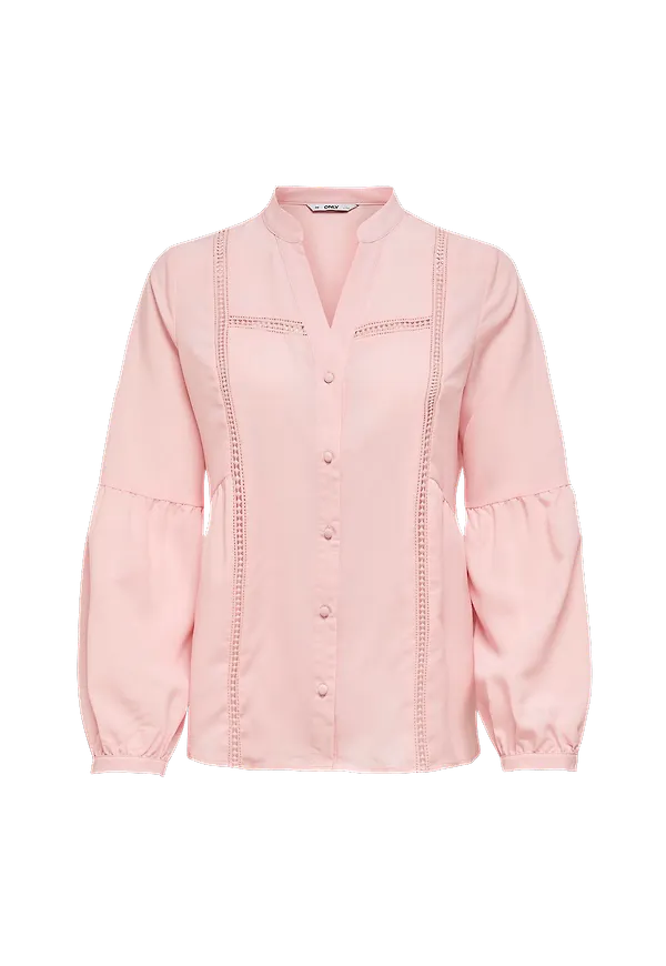 Only - Blus onlEva Life L/S Lace Insert Top Wvn - Rosa