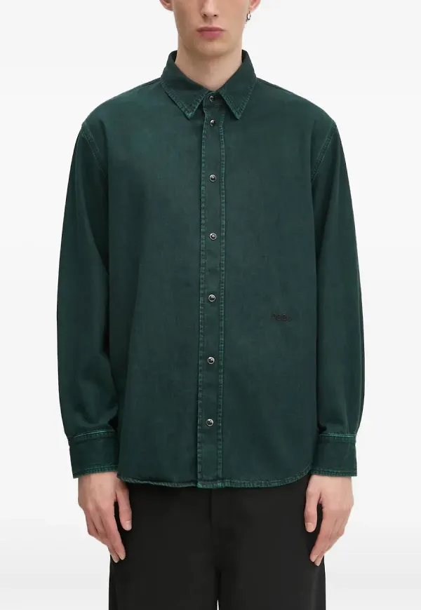 032c jeansskjorta med knäppning - Grön