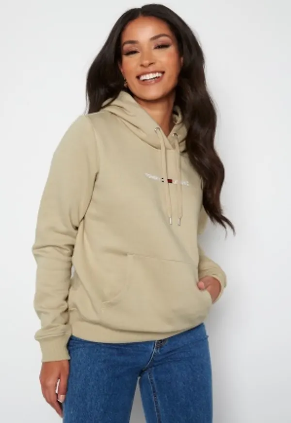 TOMMY JEANS Linear Logo Hoodie ACM Savannah Sand M