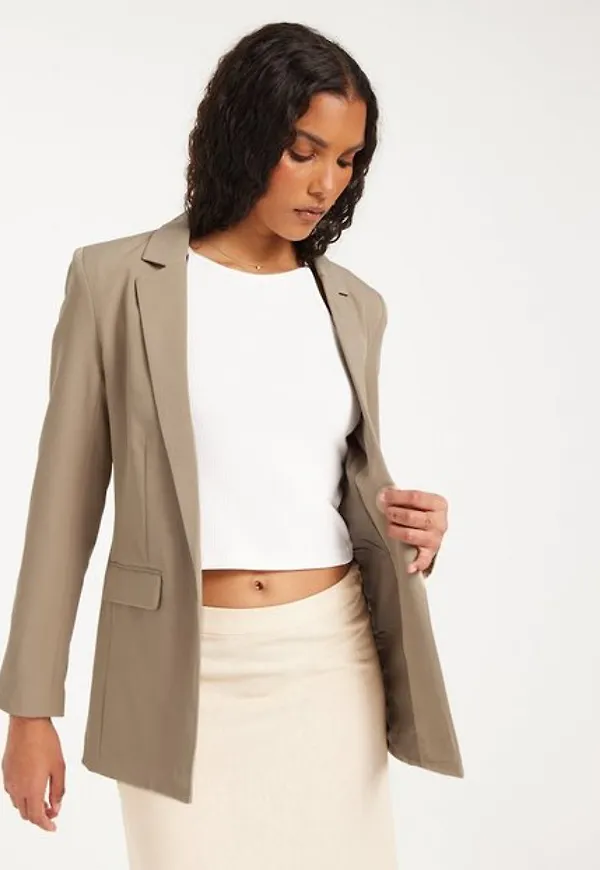 Pieces Pcbossy Ls Loose Blazer Noos Kavajer Silver Mink