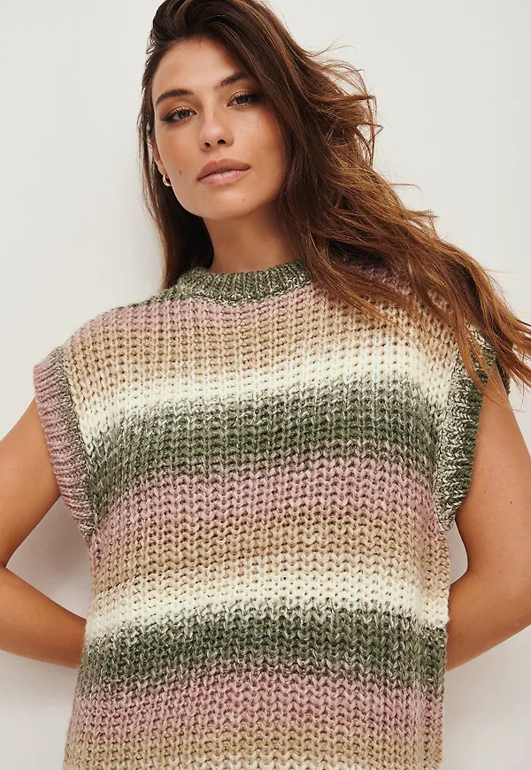 Moa Mattsson x NA-KD Oversized chunky stickad väst - Multicolor