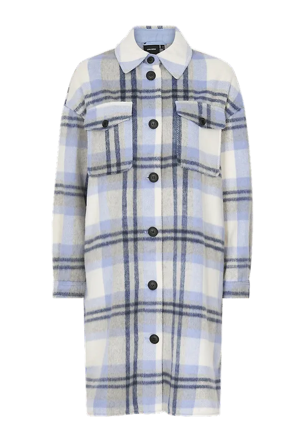 Vero Moda - Kappa vmNelly Check Long Coat Noos - Grå