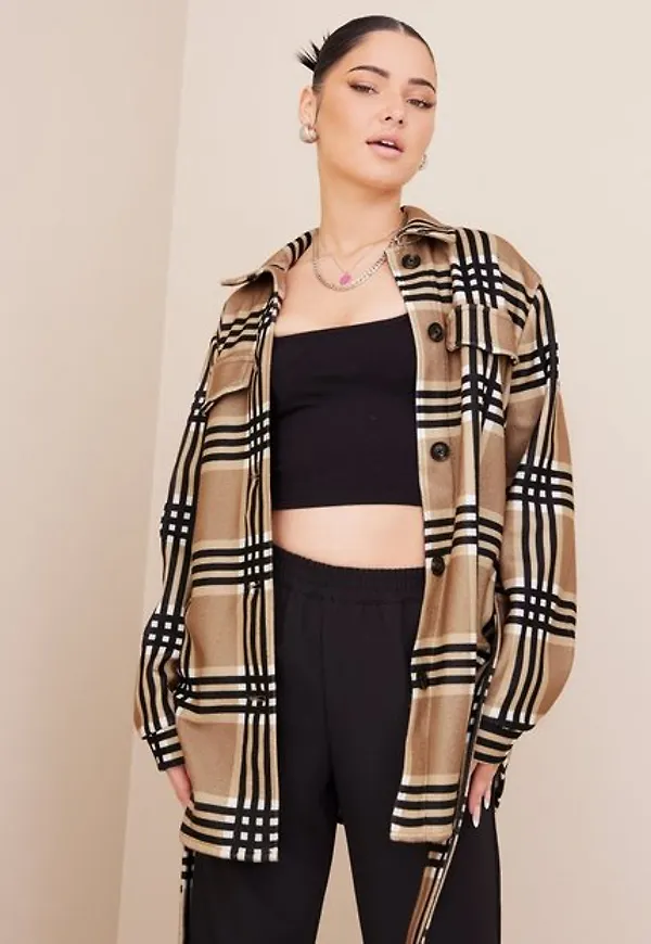 Vero Moda Vmbrushedkaya Jacket Ga Boos skjortjackor Tigers Eye Check