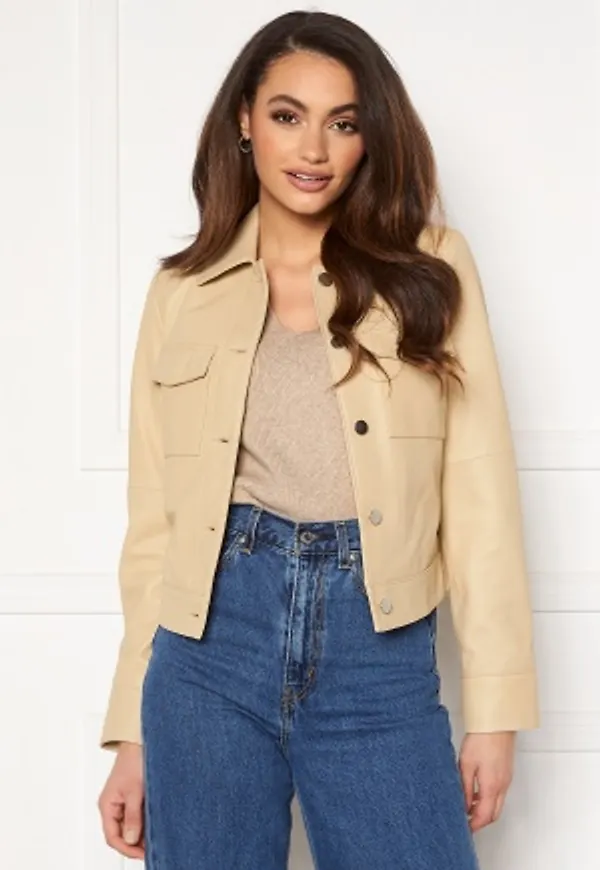 JOFAMA Lynn Leather Jacket Sand 38