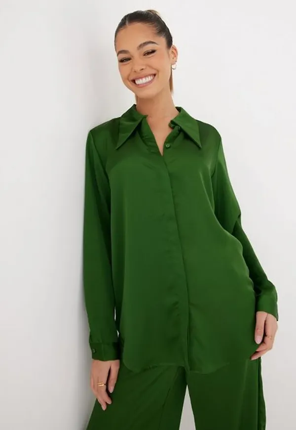 Object Collectors Item Objsateen L/S Shirt a Fair Skjortor Artichoke Green