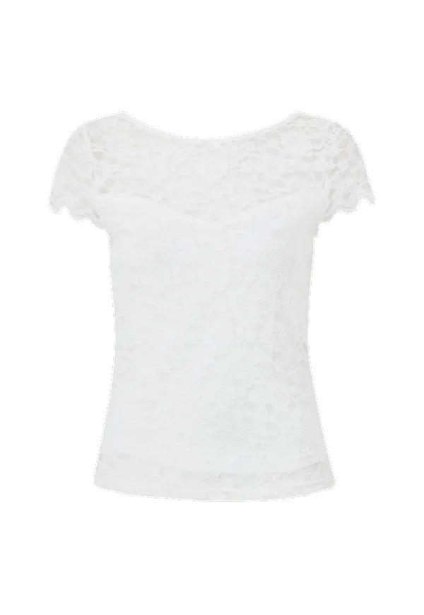 Vila - Spetstopp viKalila Capsleeve Lace Top - Vit