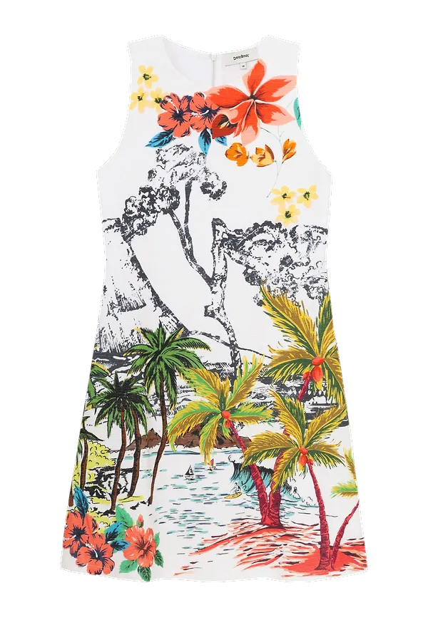 Desigual - Klänning Vest_Tropical - Vit