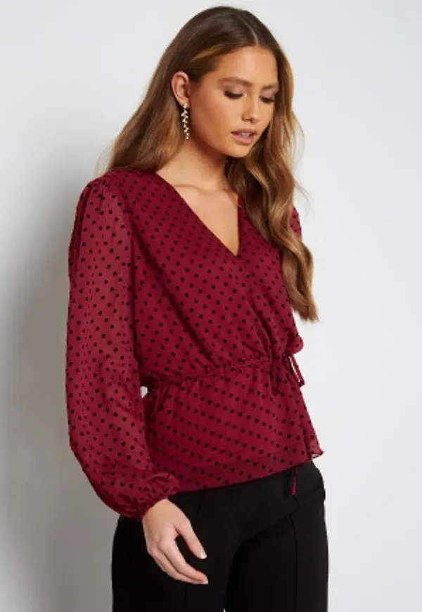 Happy Holly Phebe dot blouse Dark pink 40/42