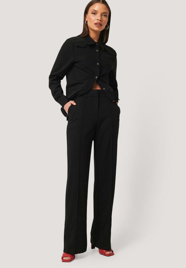 NA-KD Classic Kostymbyxor Med Slits - Black