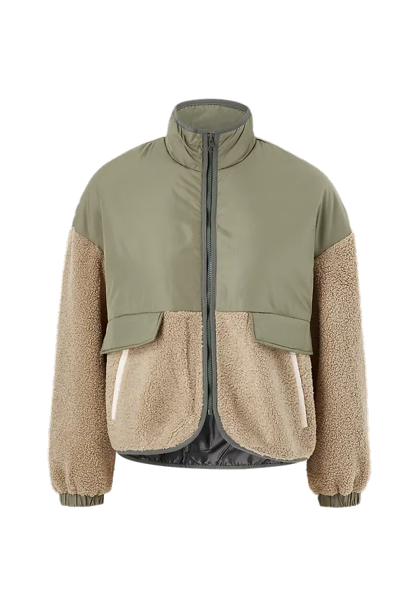 Only - Jacka onlAriko L/S Mix Teddy Jacket Pnt - Grön