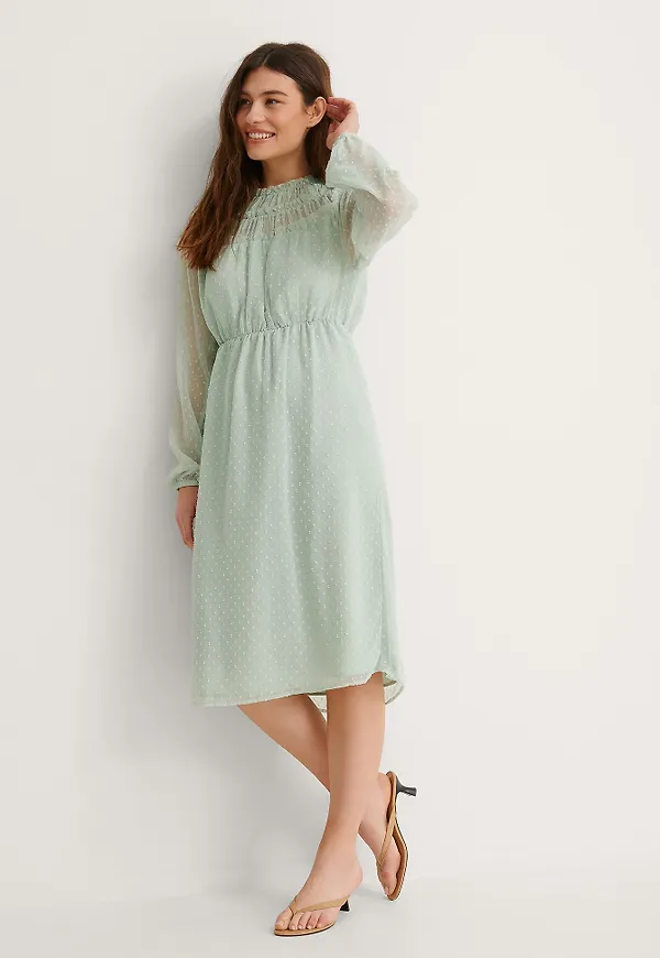 NA-KD Boho Klänning Med Lång Ärm - Green