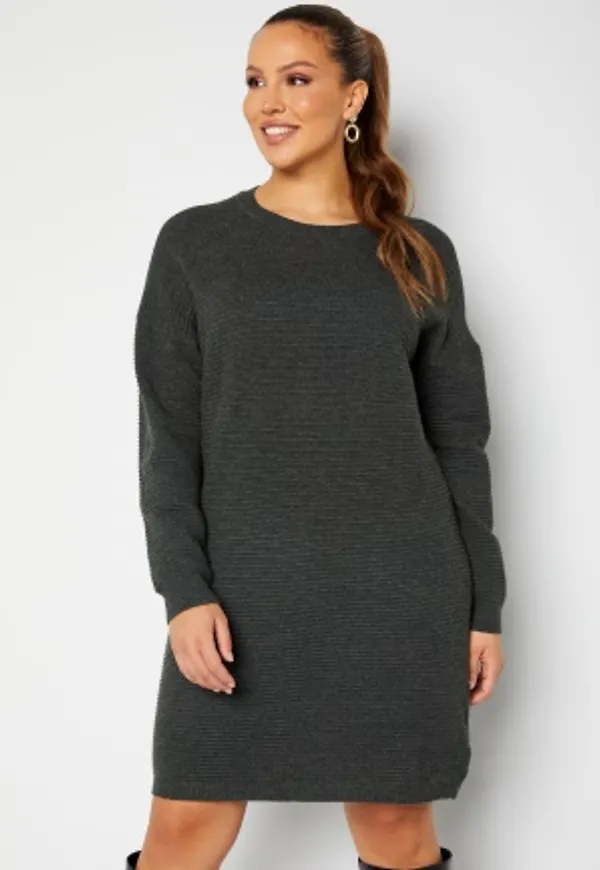 Only Carmakoma Karia L/S Tunic Dress Knit Dark Grey Melange 42/44 (S)
