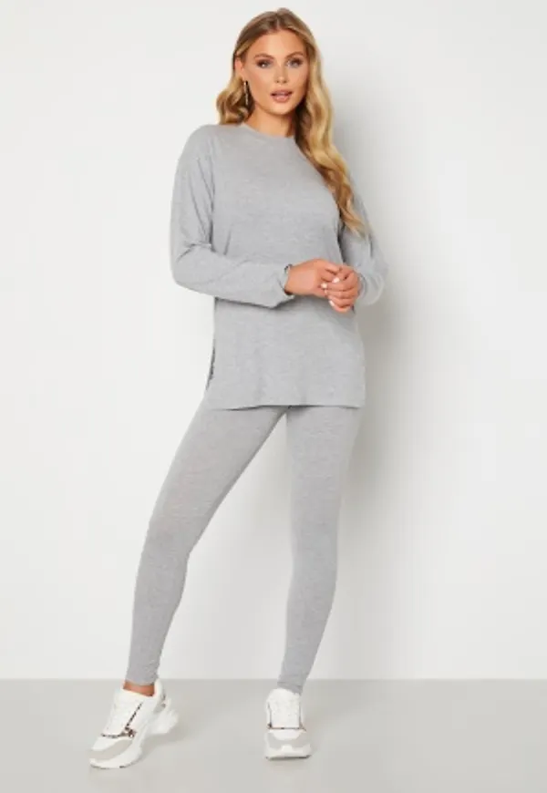 BUBBLEROOM Lara rib set Light grey melange L