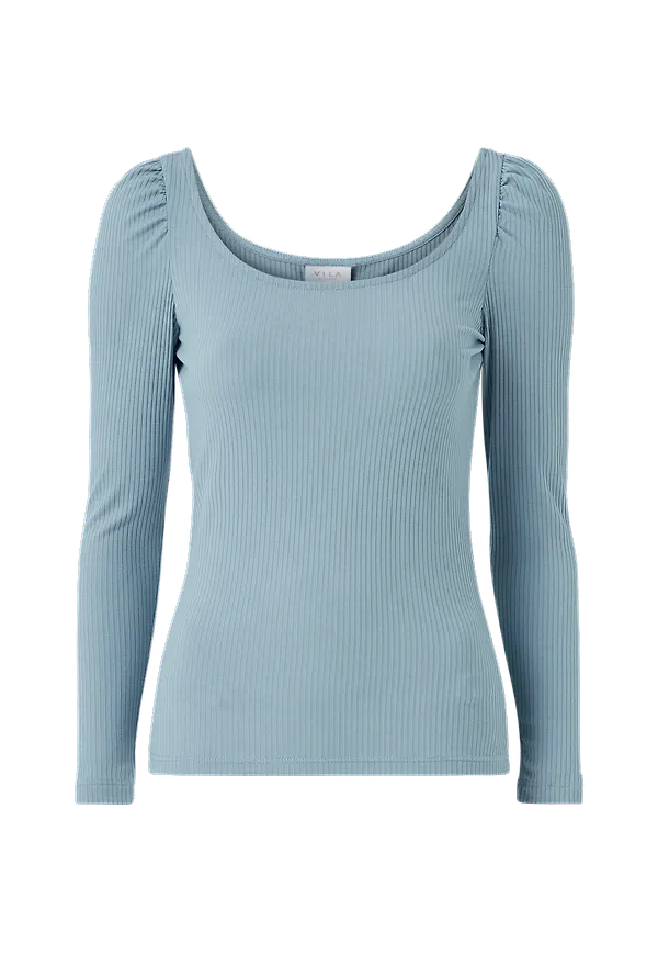Vila - Topp viLana L/S Square Neck Top - Blå