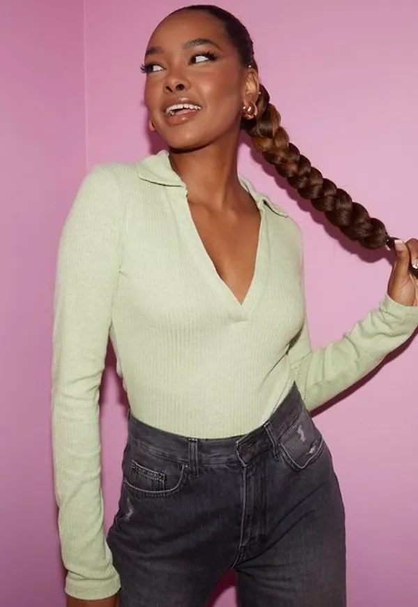 NLY Trend Too Cozy Collar Top Toppar Ljus Grön