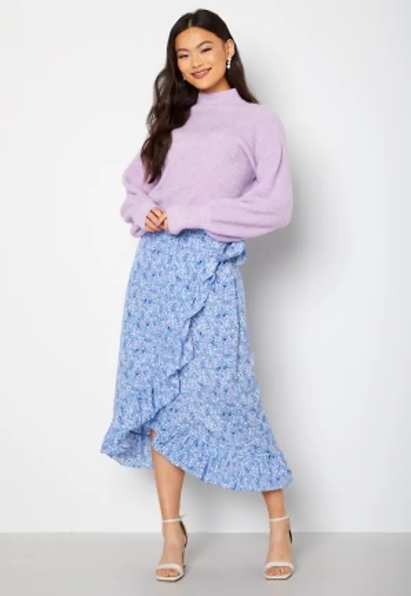 VERO MODA Henna Wrap Skirt Birch AOP:Blue Hollo XS