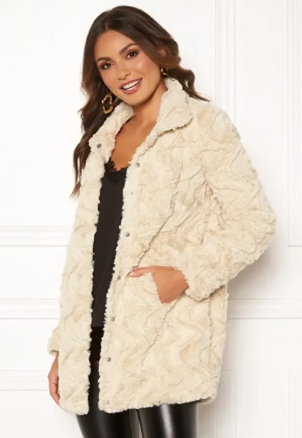 VERO MODA Curl high neck faux fur Oatmeal XL