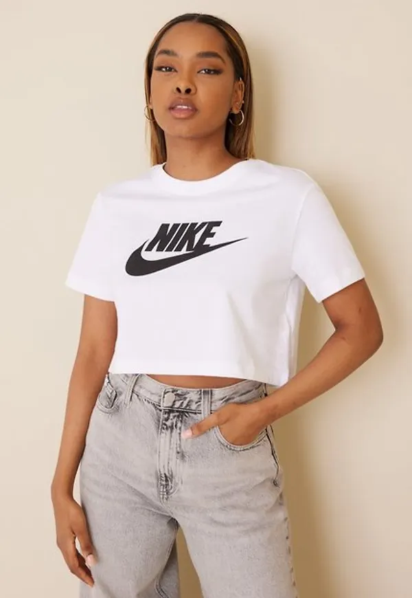 Nike W Nsw Tee Essntl Crp Icn Ftr Toppar Vit/Svart