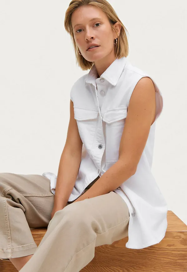 Ellos - Väst Lydia Sleeveless Shirtjacket - Vit
