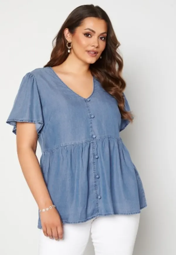 Vero Moda Curve Naena SS Blouse Light Blue Denim 54