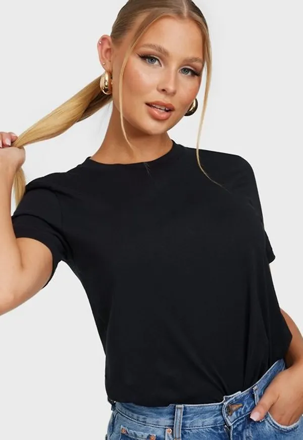 Selected Femme Slfmy Perfect Ss Tee Box Cut B Noos T-shirts Svart