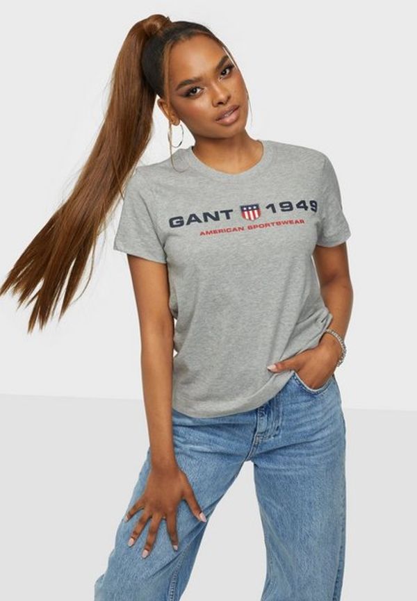 Gant D2.Gant Retro Shield Ss T-Shirt T-shirts Grey Melange