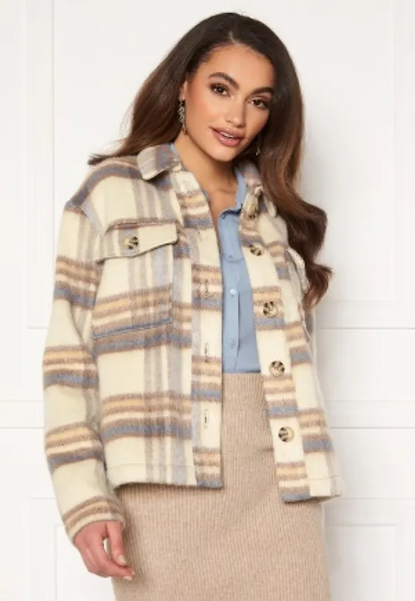 JDY Loles Check Shirt Jacket Coronet Blue L