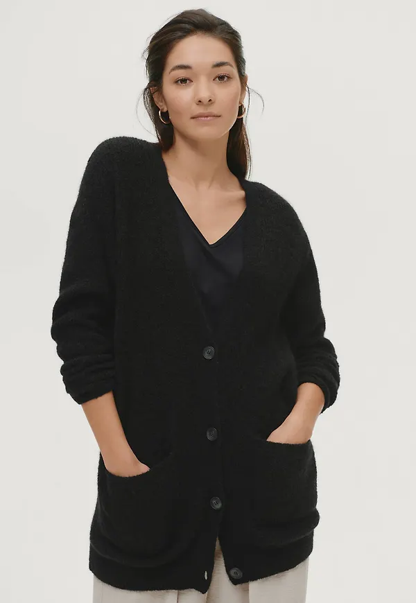 Ellos - Cardigan Elisa i alpackamix - Svart