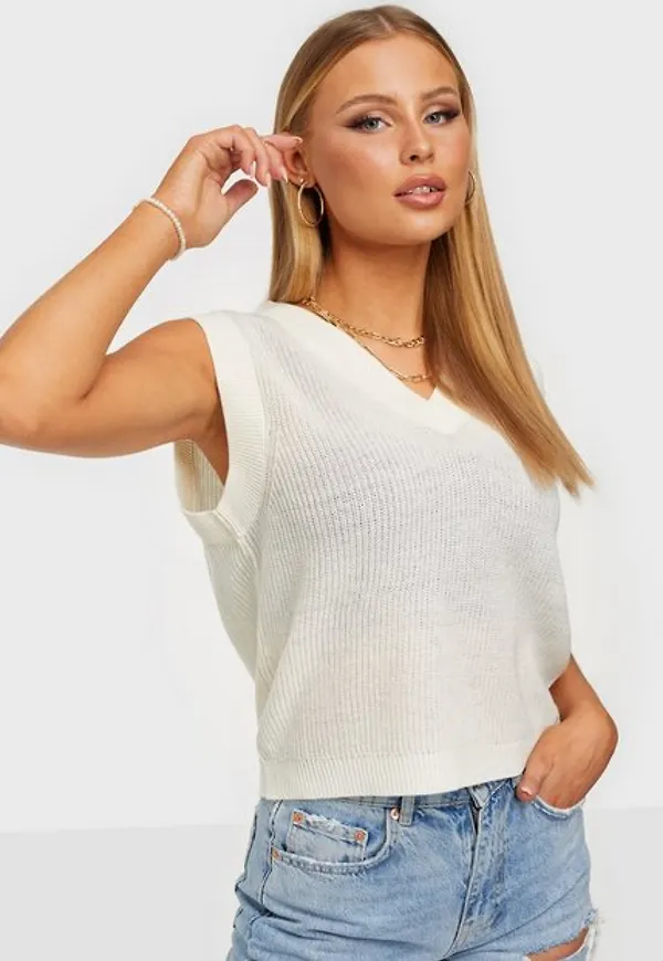 Only Onladalee S/L V-Neck Vest Knt Stickade västar