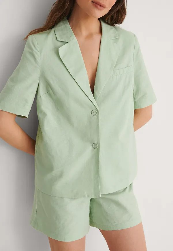 Louise Madsen x NA-KD Kavaj I Linneblandning - Green