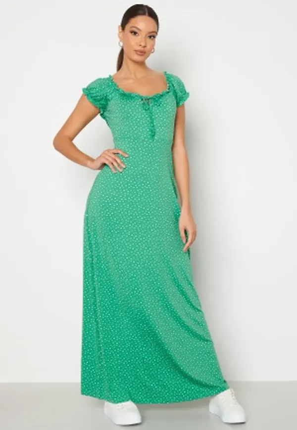 Happy Holly Tessie maxi dress  Green / Dotted 44/46S
