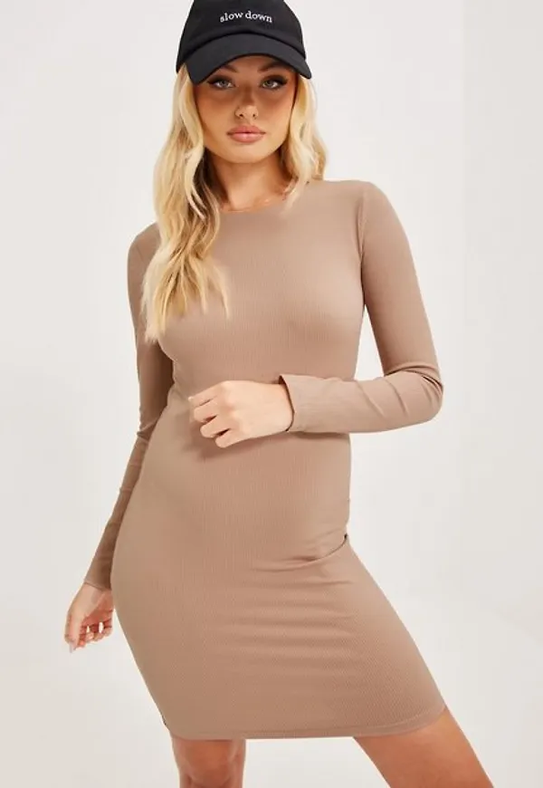 NLY Trend Everything Mini Dress Långärmade klänningar Nougat