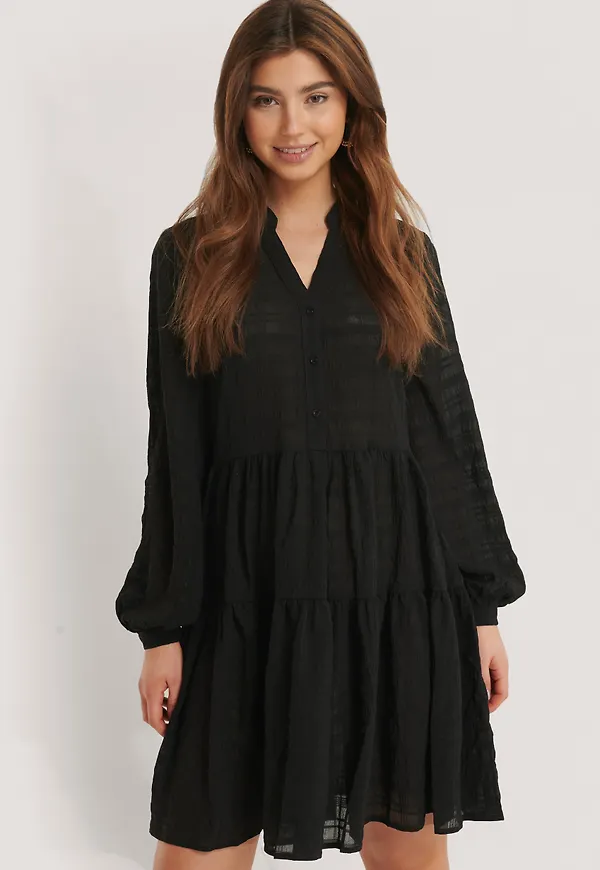 NA-KD Boho Structure A-Line Dress - Black