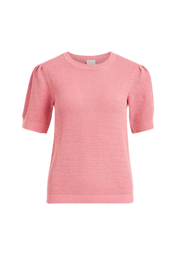 Vila - Tröja viChassa Puff S/S Knit Top - Rosa