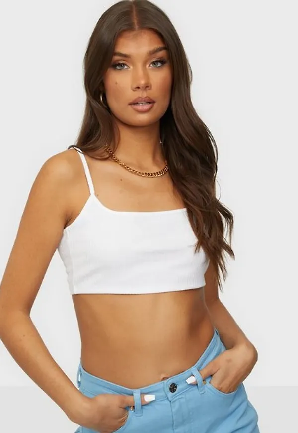 Only Onlginna S/L Bra Top Jrs Linnen Bright White