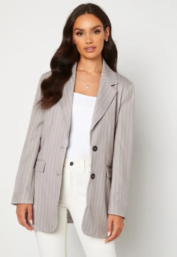 Alexandra Nilsson X Bubbleroom Pinstripe Oversized Blazer Grey / Striped 36
