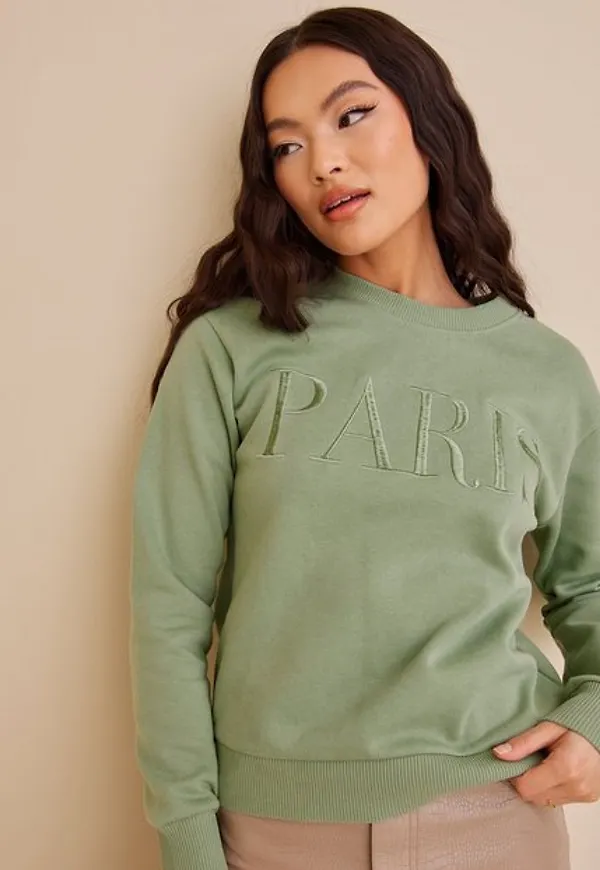 Jacqueline de Yong Jdyparis L/S Emb Sweat Jrs Sweatshirts Basil Paris Embroidery