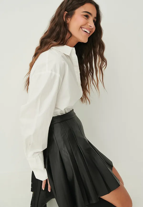 NA-KD Reborn Recycled Minikjol I PU - Black