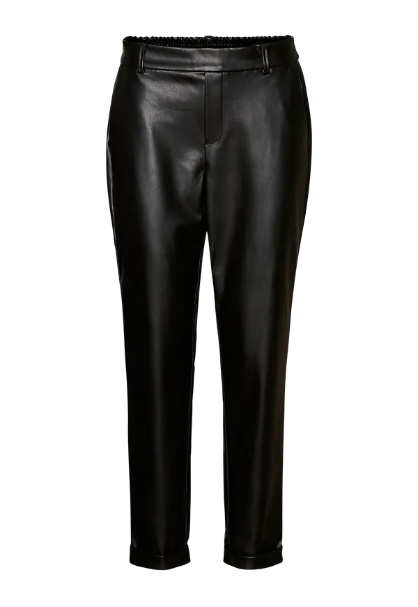 Vero Moda - Byxor vmMaya MR Loose PU Pant - Svart