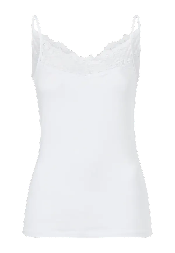 Vila - Linne viOfficiel Lace Strap Top - Vit