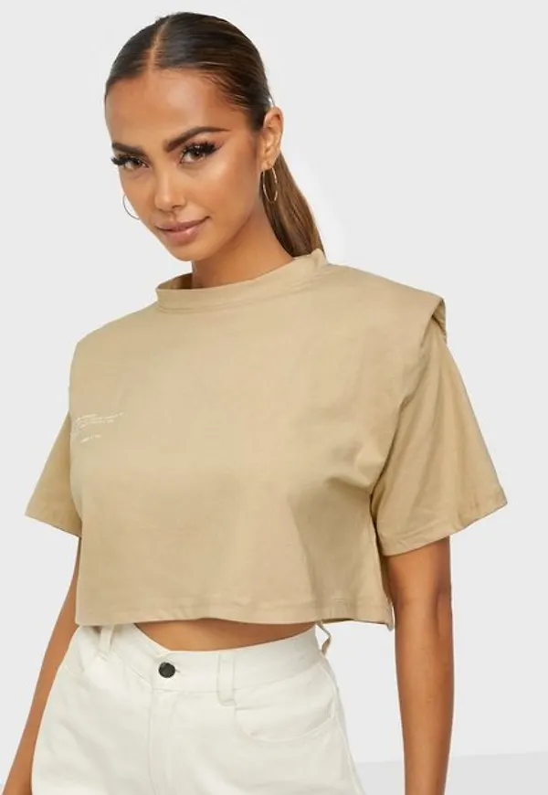 Public Desire Amber Gill Shoulder Pad Crop T-Shirt Crop tops