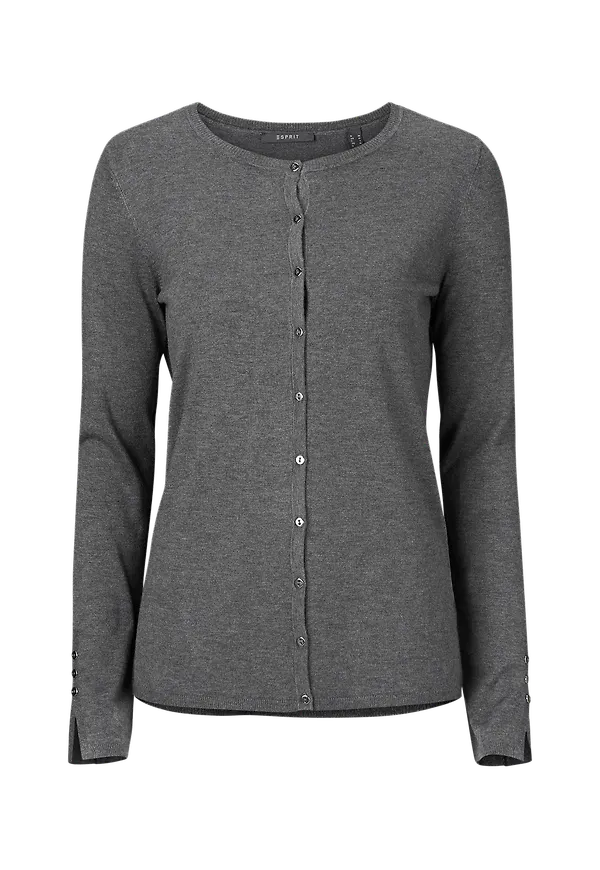 Esprit - Cardigan , finstickad - Grå