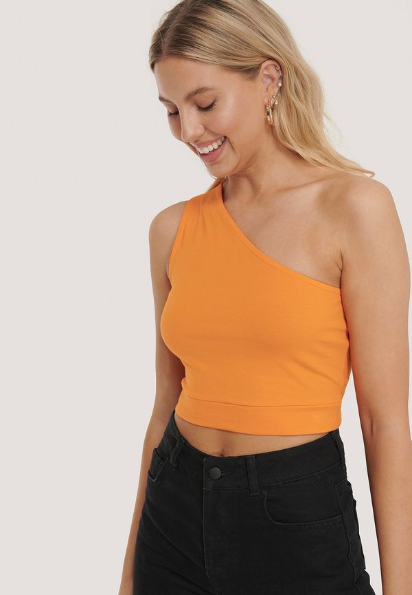 NA-KD Croppad Topp Med En Axel - Orange