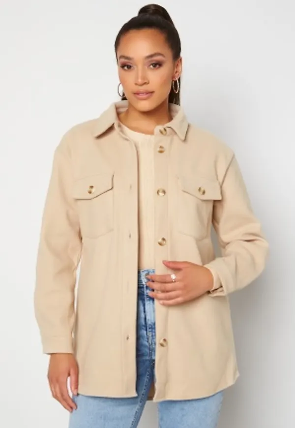 ONLY Valentina L/S Check Shacket Pumice Stone L