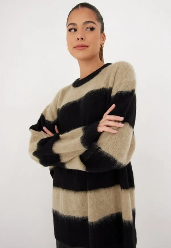 Michael Michael Kors Brushed Bold Stripe Swtr Stickade tröjor