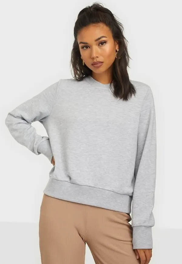 Noisy May Nmlupa L/S Sweat Noos Sweatshirts Light Grey Melange