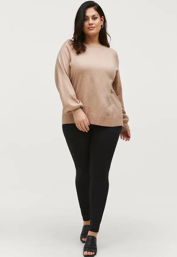 Zizzi - Leggings Long Side Stones - Svart